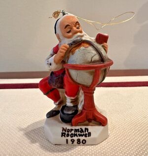 1980 Normal Rockwell Santa's Good Boys Globe Christmas Ornament, Great Condition